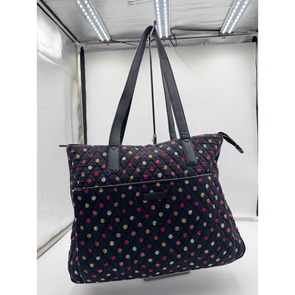 Vera Bradley Tote Havana Dots Black Multicolor Quilted Zip Bag Retired